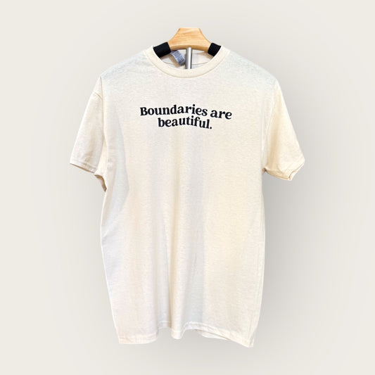Boundaries are Beautiful t-shirt in color sand