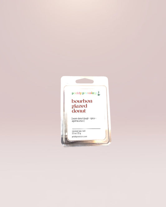 Bourbon Glazed Donut scented wax melts with warm donut dough, pumpkin spice, vanilla, cinnamon, and bourbon
