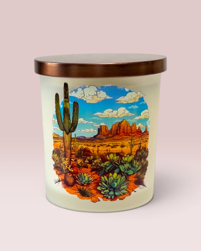 Desert Rain 8 oz Candle with coper lid