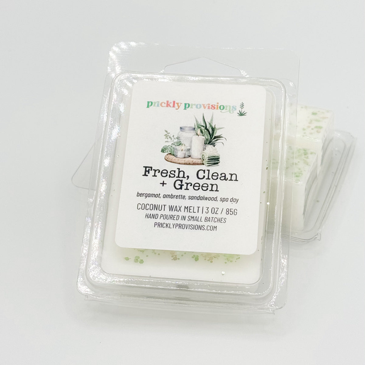 Fresh Clean and Green 3 ounce Soy Wax Melt with Glitter