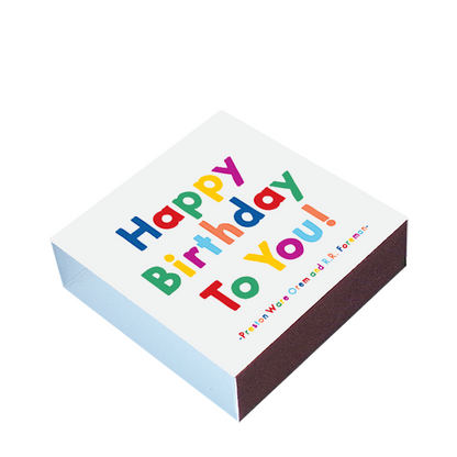 Small box with 'Happy Birthday To You!' text in colorful letters on a white background