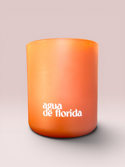Agua de Florida 9 oz double-wick candle in a matte clay glass vessel.