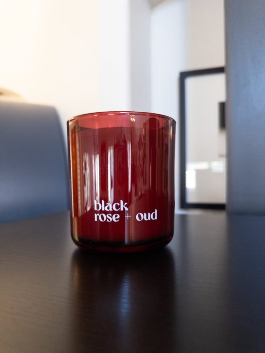 black rose and oud candle