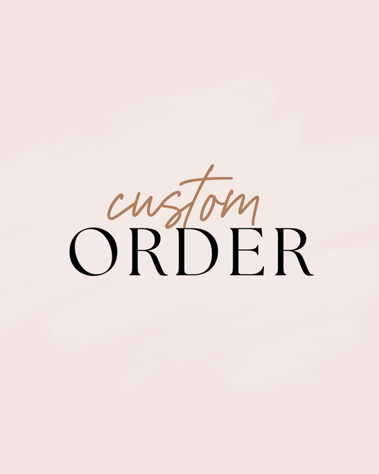 Text 'custom ORDER' on a beige background