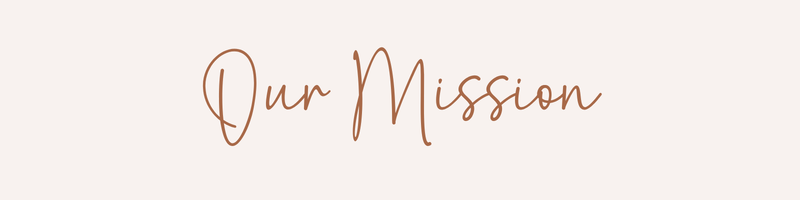 The words 'Our Mission' written in a warm copper-brown cursive font on a solid off-white background.