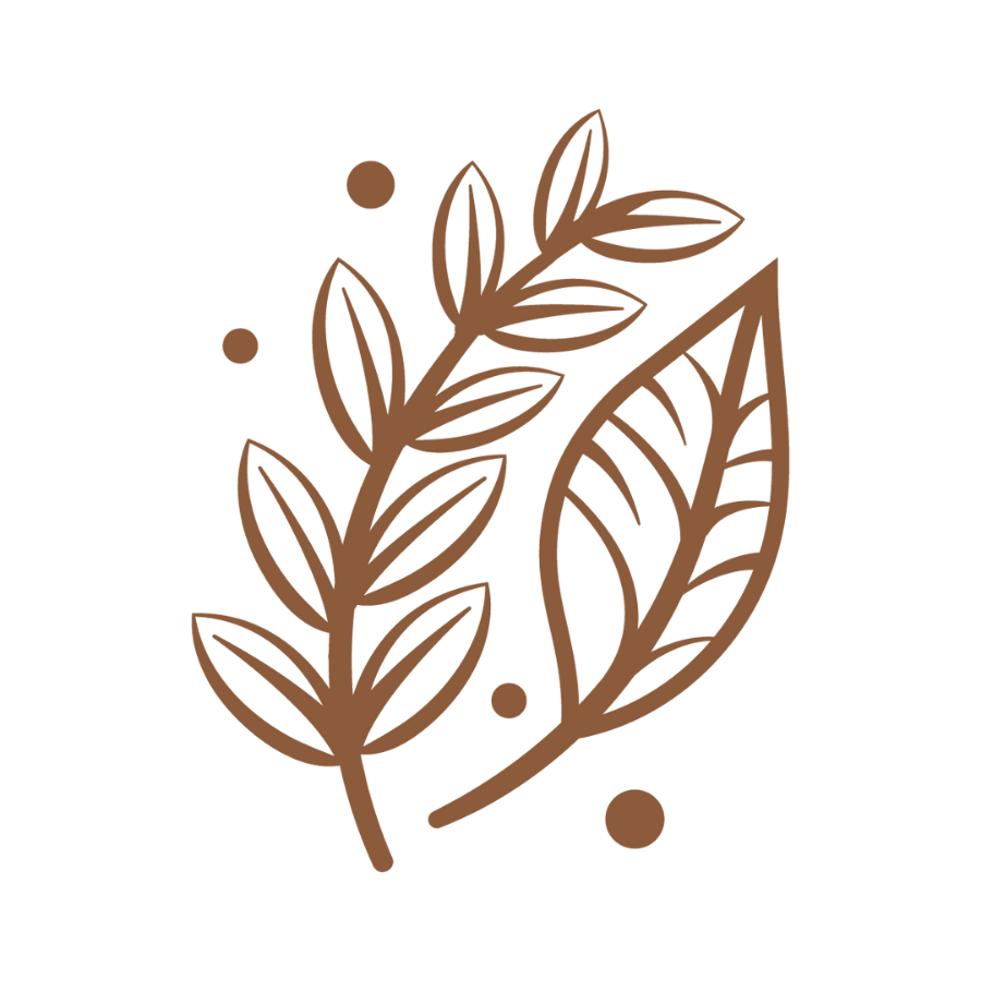 Brown leaf design on a white background